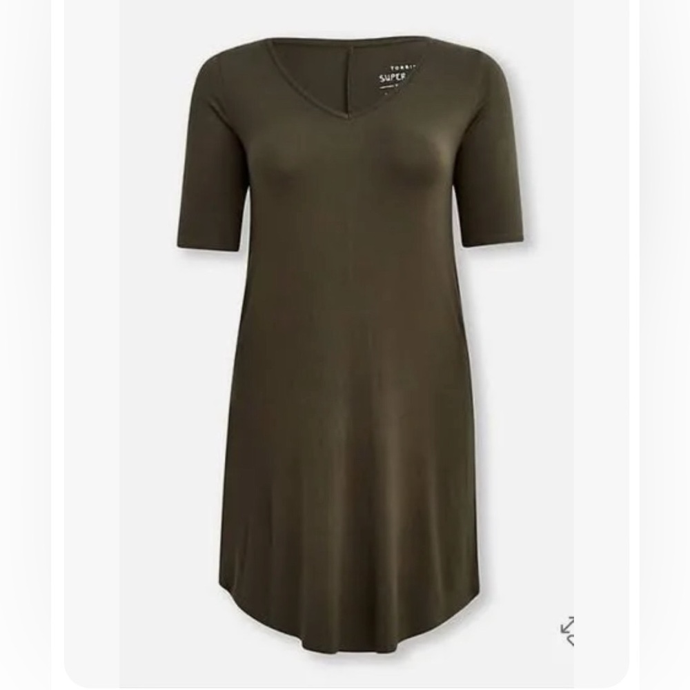 Torrid olive colored, Super Soft knit fabric T-shirt dress size 3